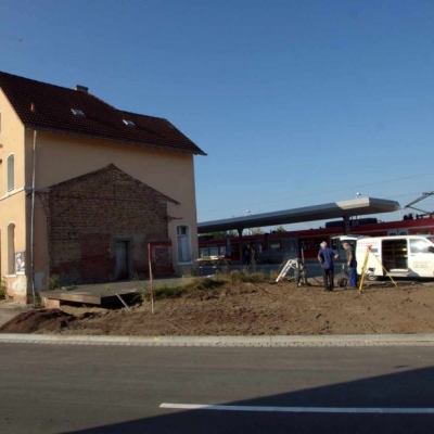 Bahnhof Ober-Roden während der Sanierung